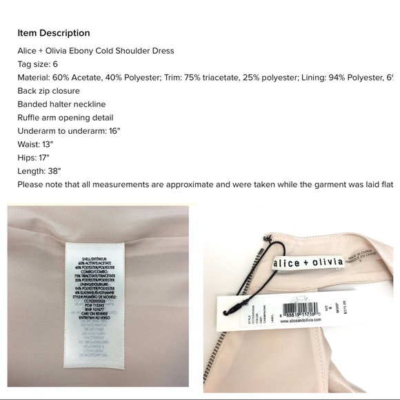 ALICE & OLIVIA CREAM COLD SHOULDER MIDI - Picture 4 of 4